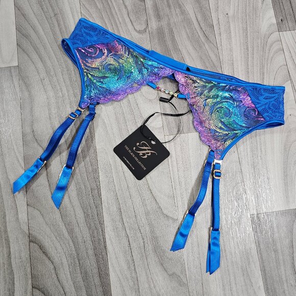 NWT Honey Birdette Delphine Rainbow Multicolor Garter Belt Suspender Size M 